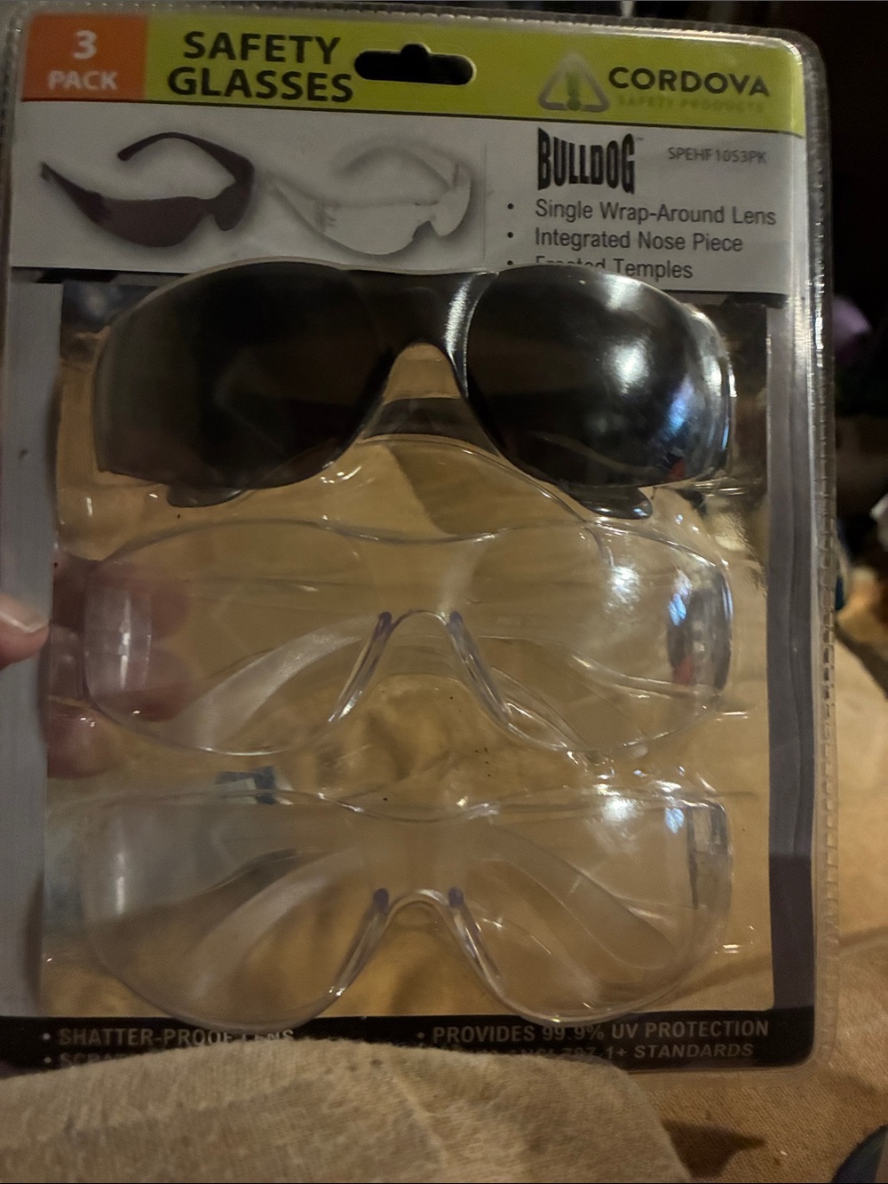 Bulldog 3-Pack Men's Safety Sunglasses – Black & Clear